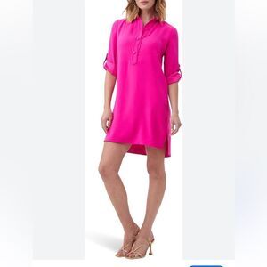 Trina Turk Pink Collared Portrait Shirt Dress Size Medium NWT
